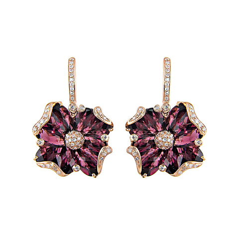 BELLARRI Mademoiselle - Earrings (Rose Gold with Rhodolite Gemstones)