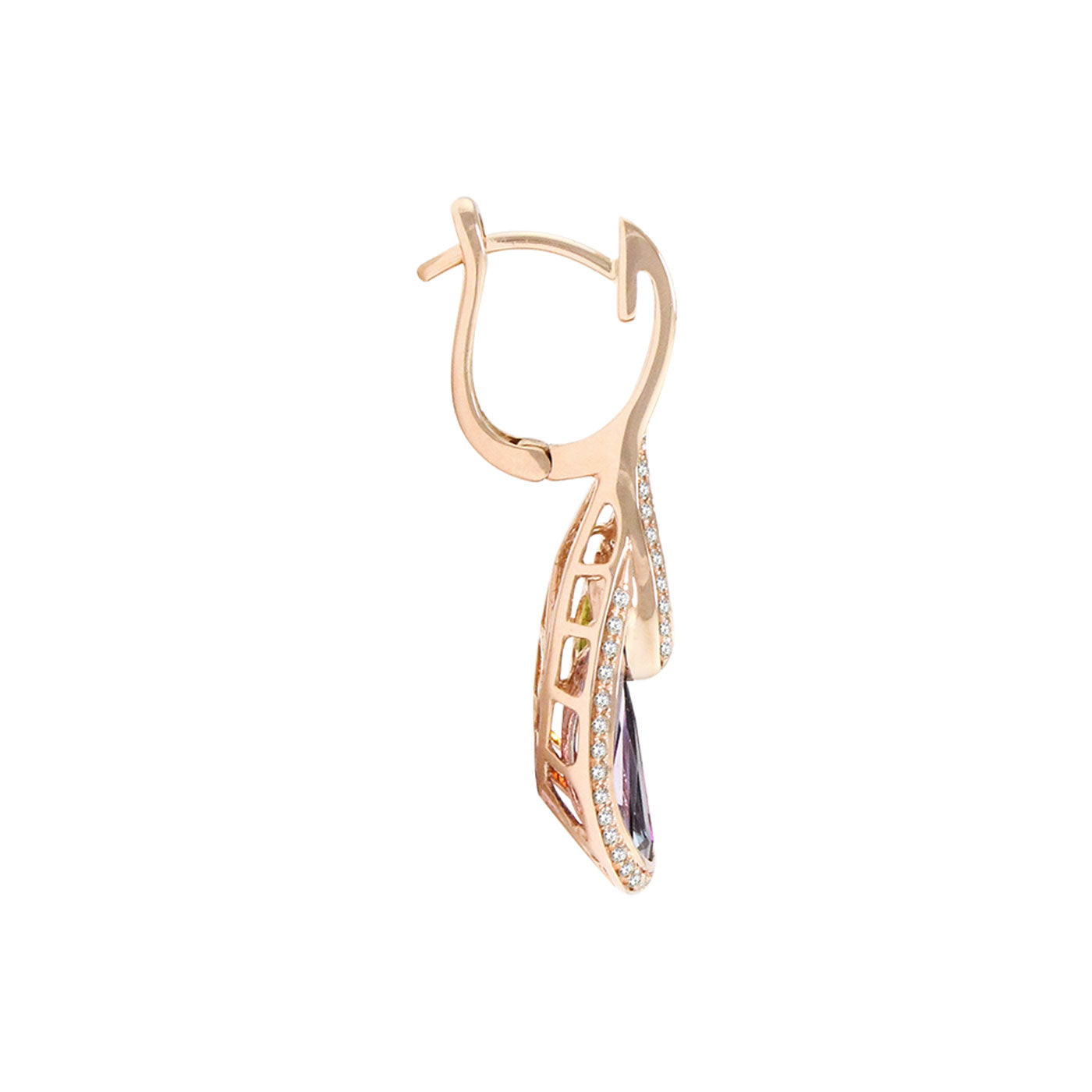 BELLARRI La Bouquet - Earrings (Rose Gold, Diamonds, Multi Color Gemstones) side view