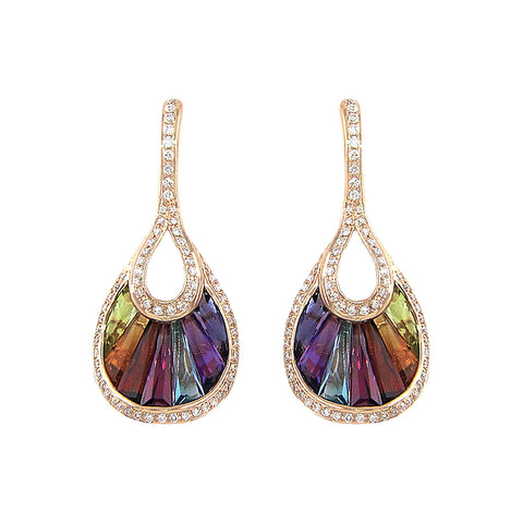 BELLARRI La Bouquet - Earrings (Rose Gold, Diamonds, Multi Color Gemstones)