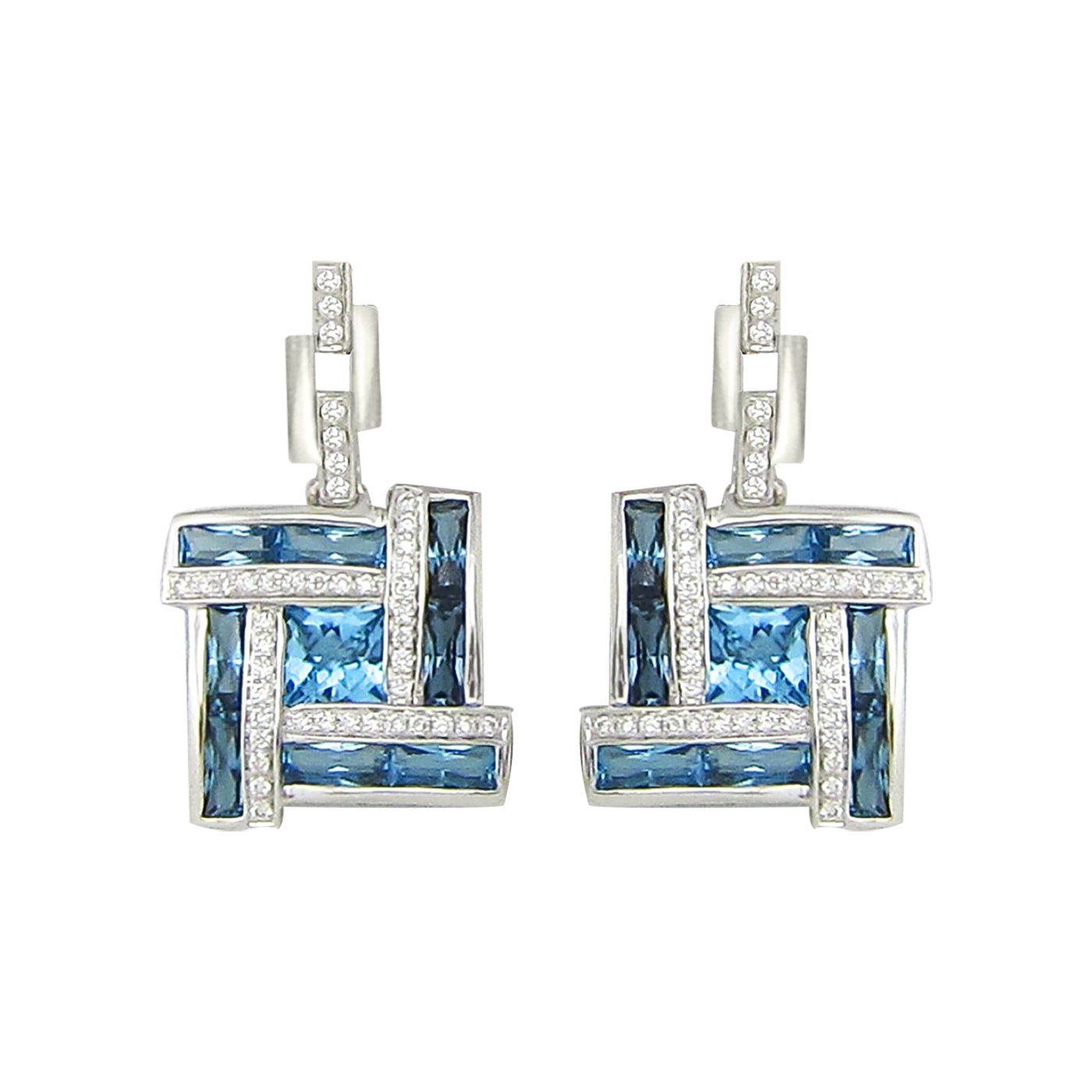 BELLARRI Galaxy of Love - Earrings (White Gold / Diamonds / Blue Topaz)
