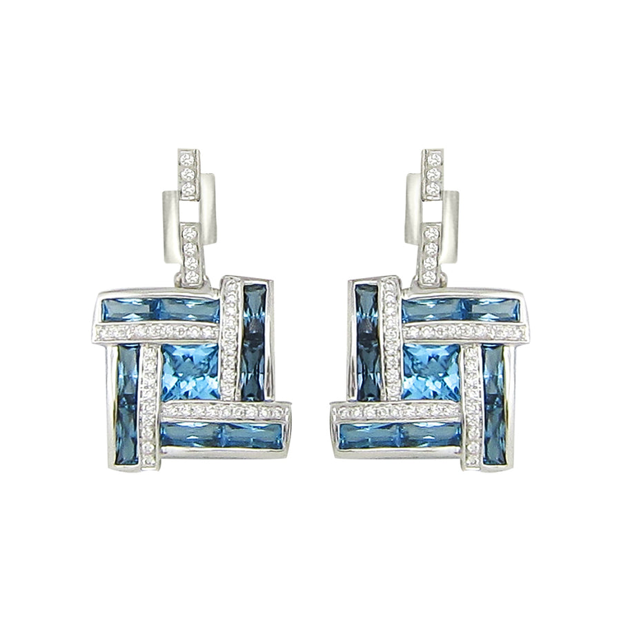 BELLARRI Galaxy of Love - Earrings (White Gold / Diamonds / Blue Topaz)