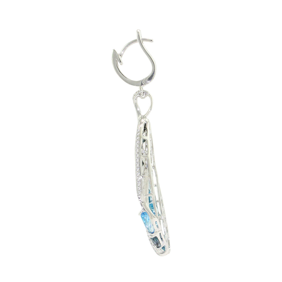 BELLARRI Capri - Blue Topaz Earrings (white gold - side view)