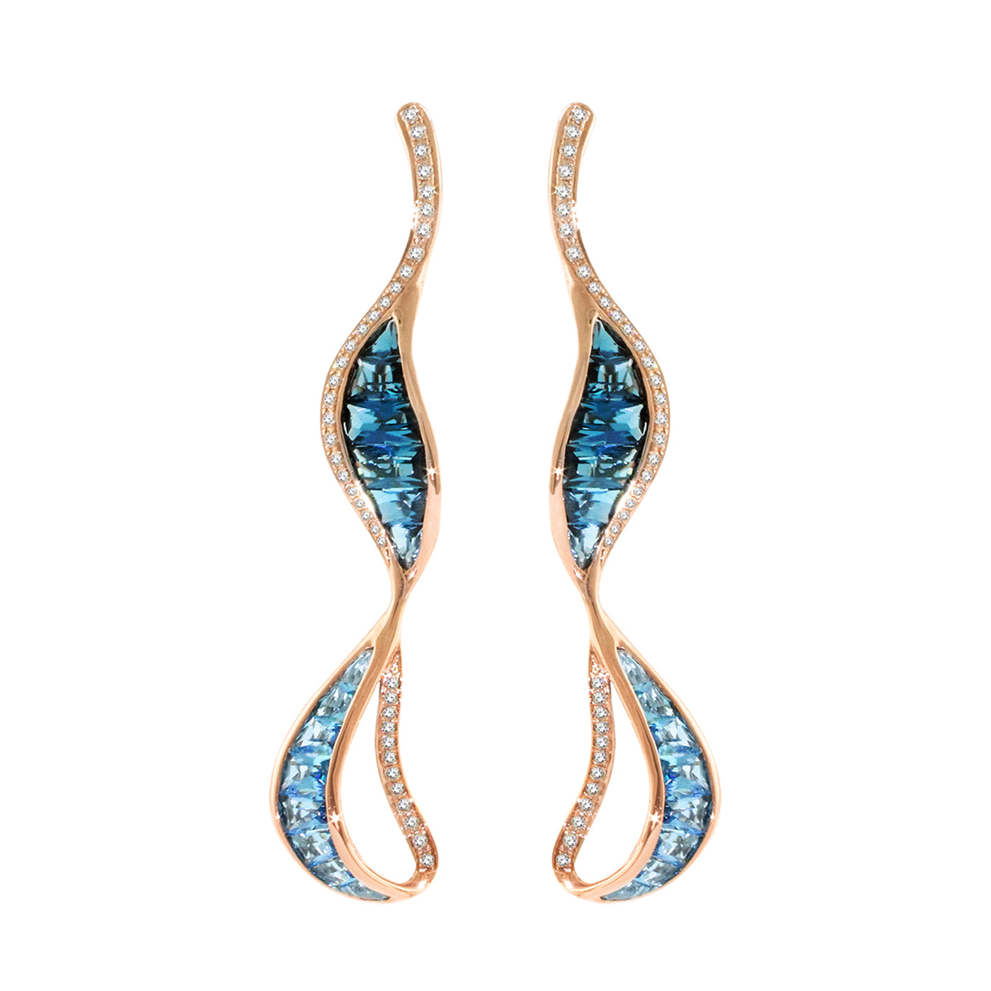 BELLARRI Capri Blue Topaz Earrings (rose gold)
