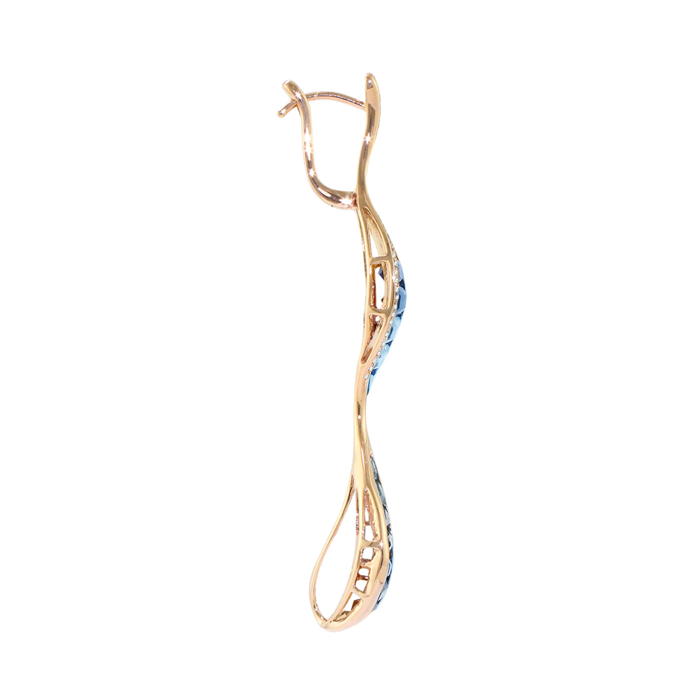 BELLARRI Capri Blue Topaz Earrings (rose gold - side view)