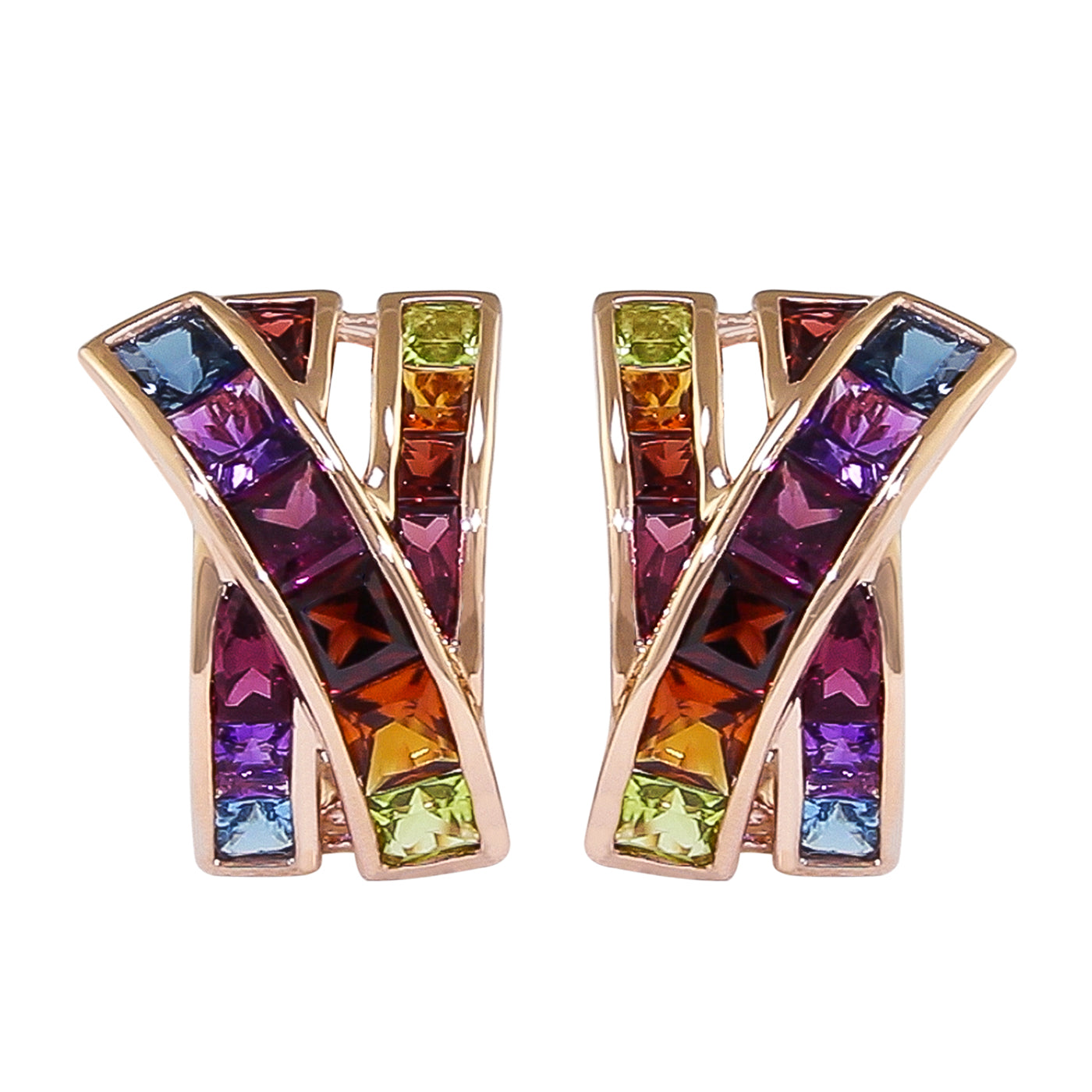 BELLARRI Eternal Love Earrings - Rose Gold / Multi Color Gemstone