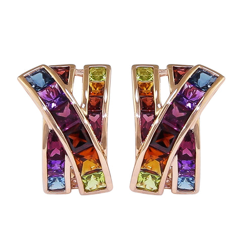 BELLARRI Eternal Love Earrings - Rose Gold / Multi Color Gemstone