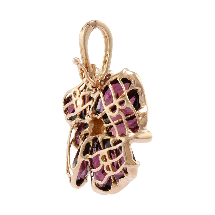 BELLARRI Mademoiselle - Enhancer (Rose Gold / Rhodolite ). Approximately 28mm height (with Diamond bale) x 18mm width. View of back.