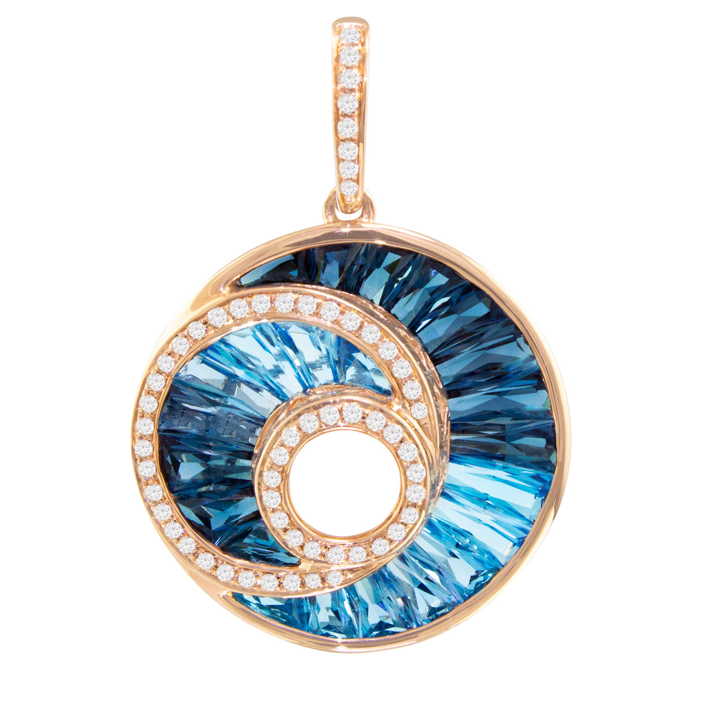 BELLARRI The Cove - Enhancer (14kt Rose Gold, Diamonds, Blue Topaz, gemstones are channel set in a concave manner.)