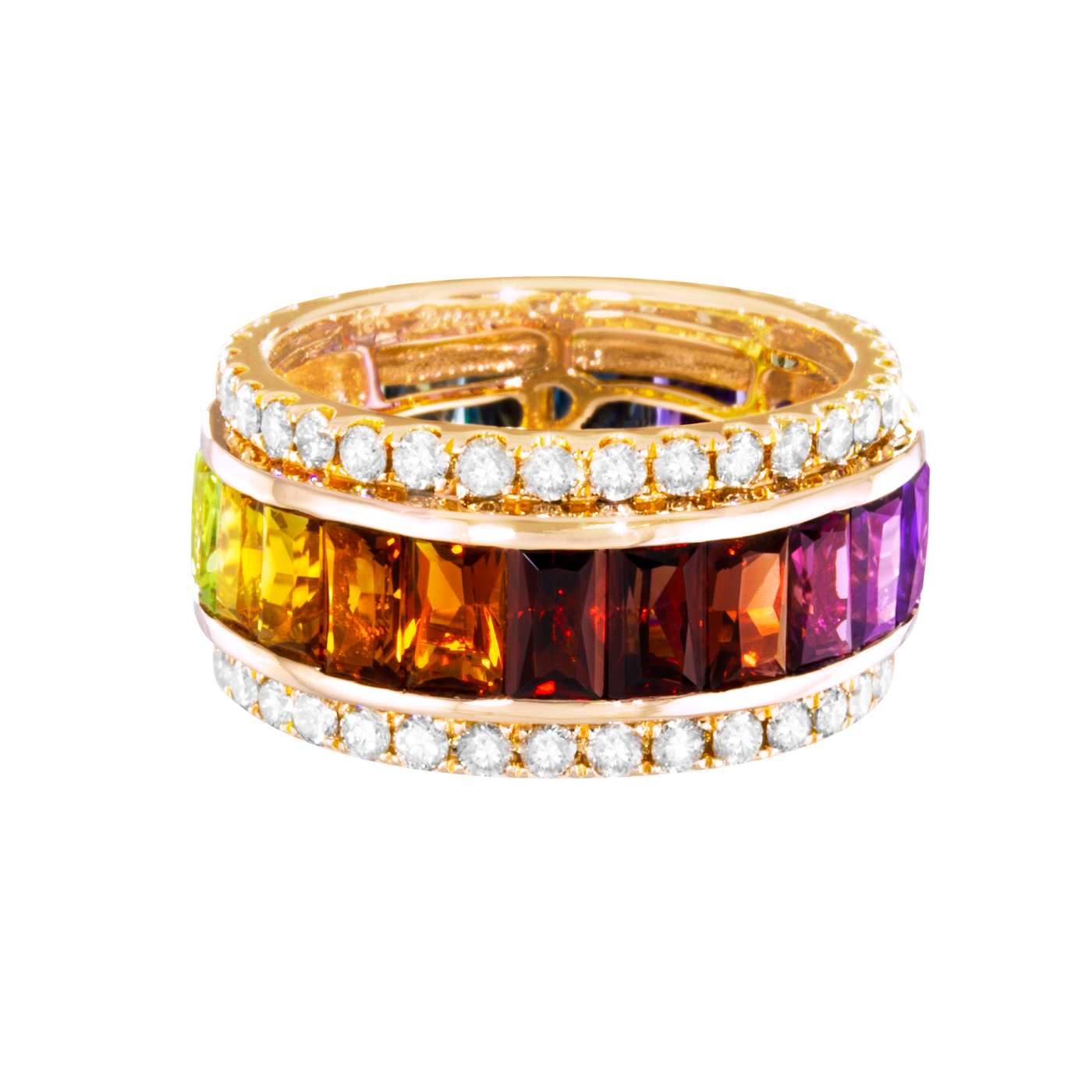 BELLARRI Eternal Love - Rose Gold / Multi Color Gemstone Ring with Diamonds. Size 7.5 only